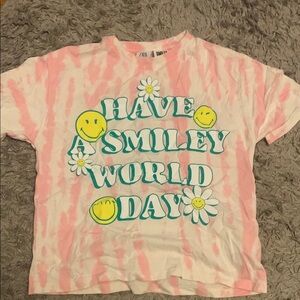 PREPPY Zara Kids Pink Tie-Dye smiley world Tshirt